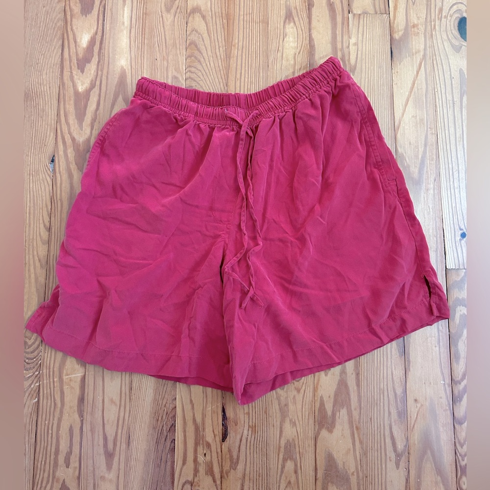Vintage Hilo Hattie Women's Red Silk Drawstring Shorts